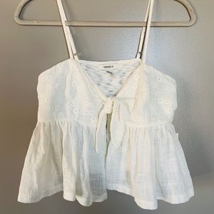 NWT Forever 21 Eyelet Tie Front Crop Top